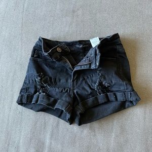 black jean shorts